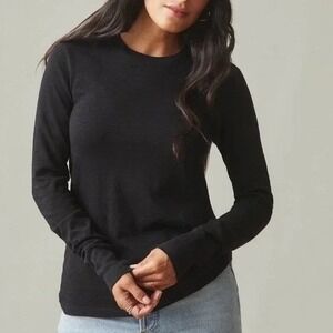 American Giant Premium Slub T-Shirt Womens Medium Black Long Sleeve Crew Neck